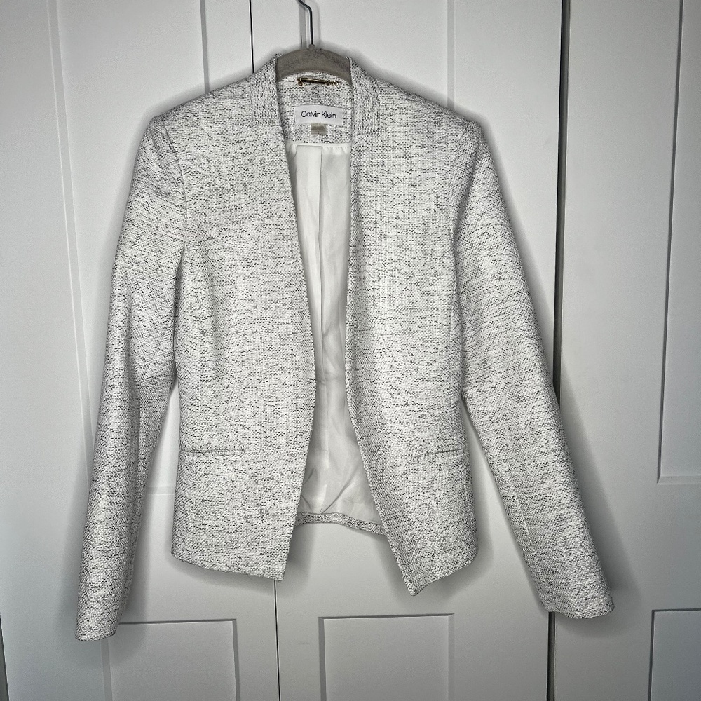 Calvin Klein White Heather Open Blazer Women's Size 2